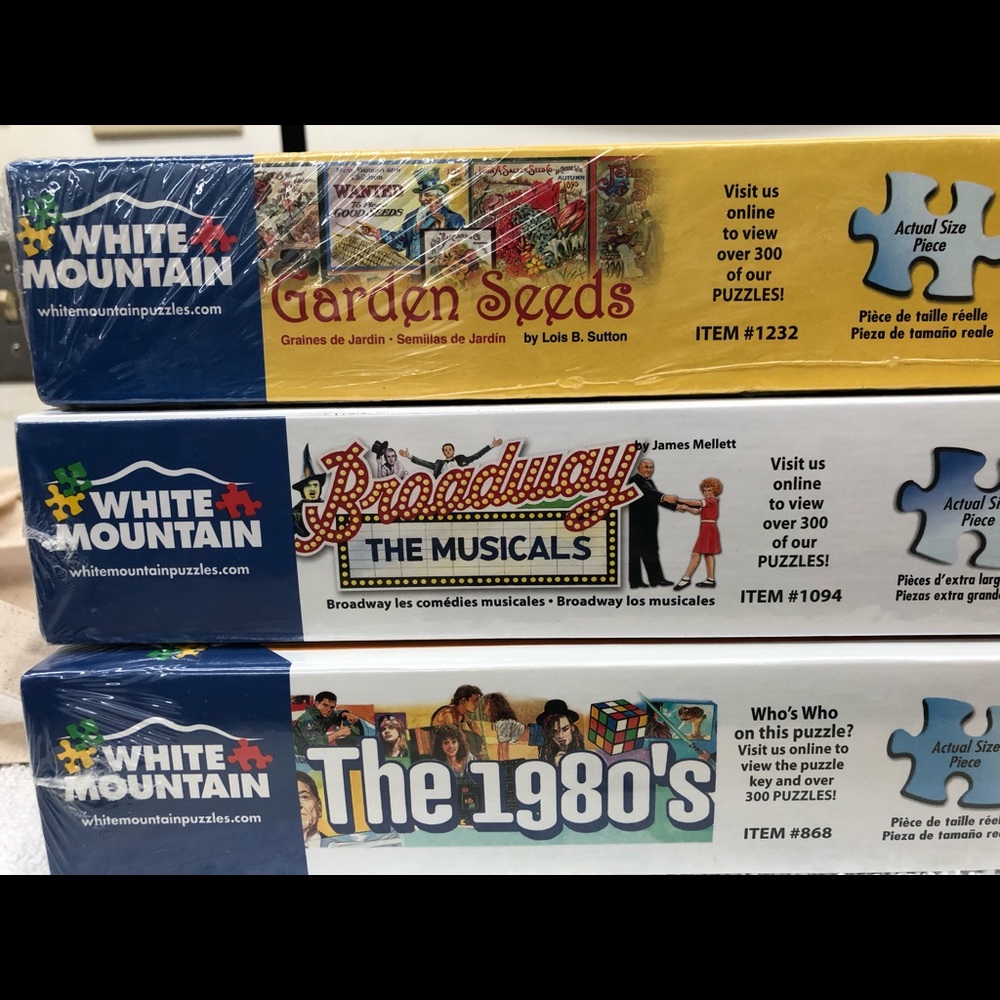 3 New Sealed White Mountain 1000 Piece Puzzles